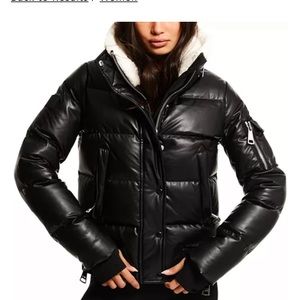 Sam jacket black with white fur trim size XS